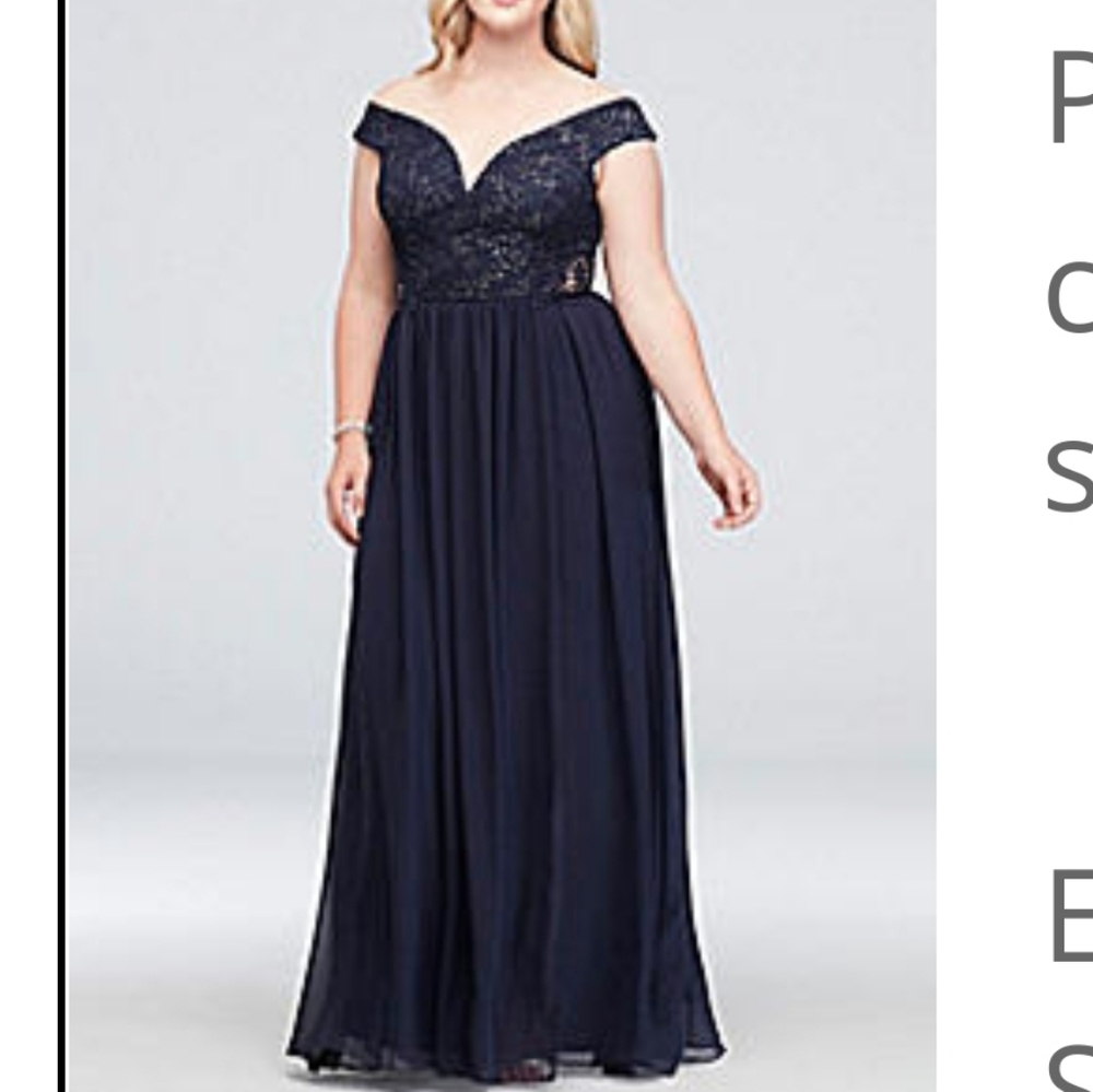 Davids bridal off the shoulder dress